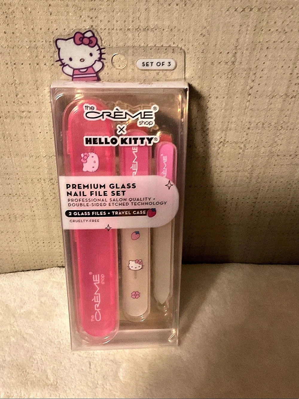 The Crème Shop Hello Kitty Premium Glass Nail File Set Pink Glass Nail File Set